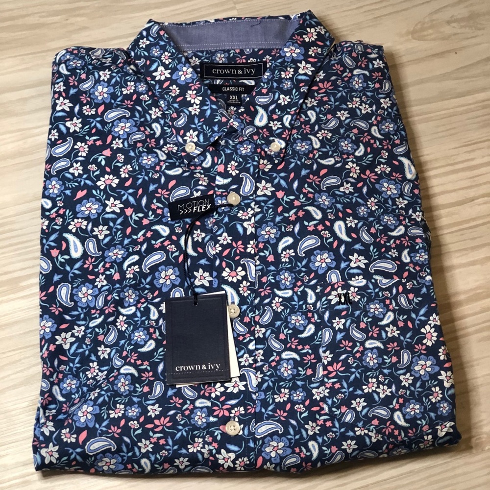 Crown & Ivy Long Sleeve Floral Paisley Shirt